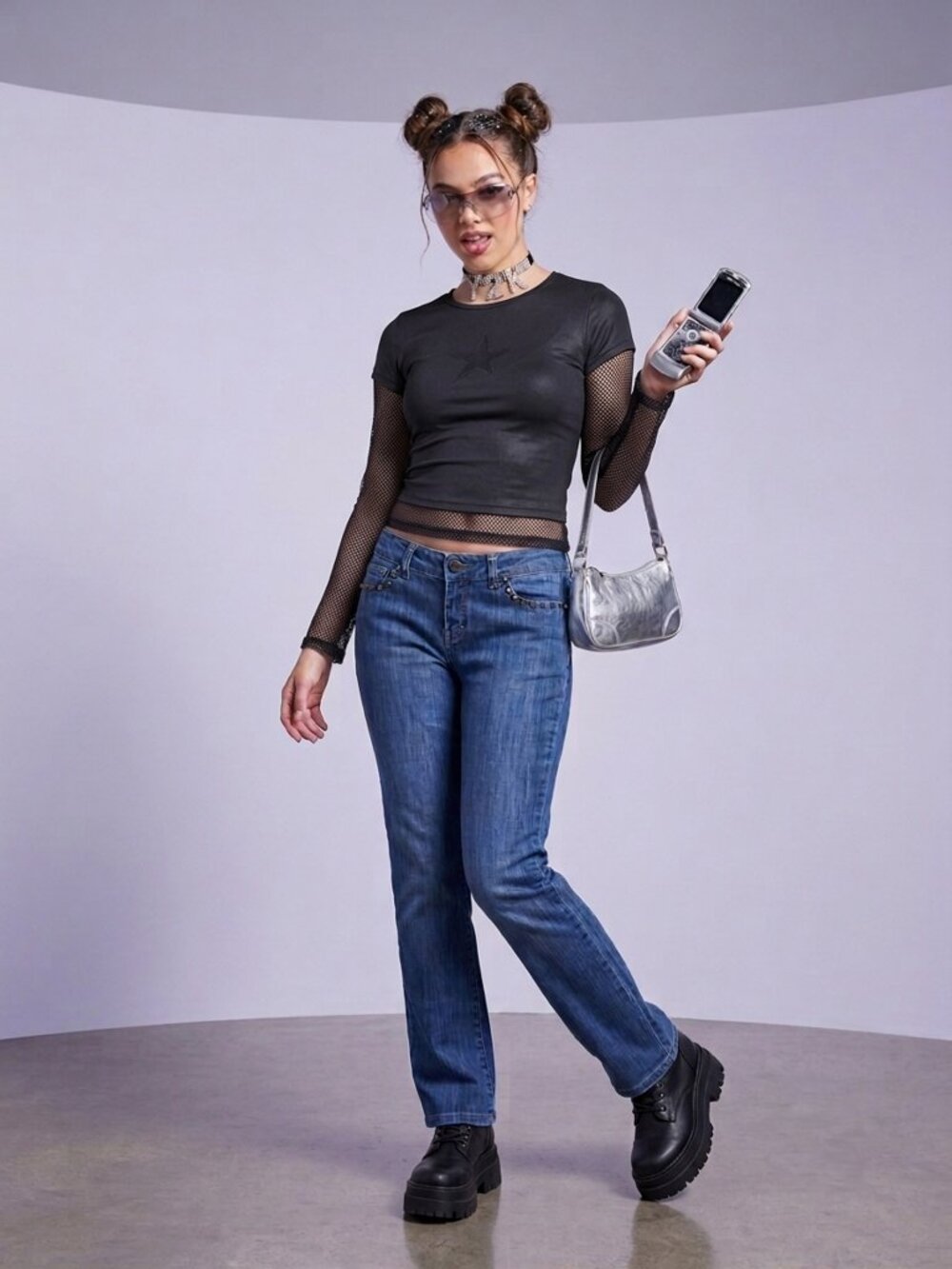 Cache Premium Denim Y2k Embellished Studded Slim Straight Jeans